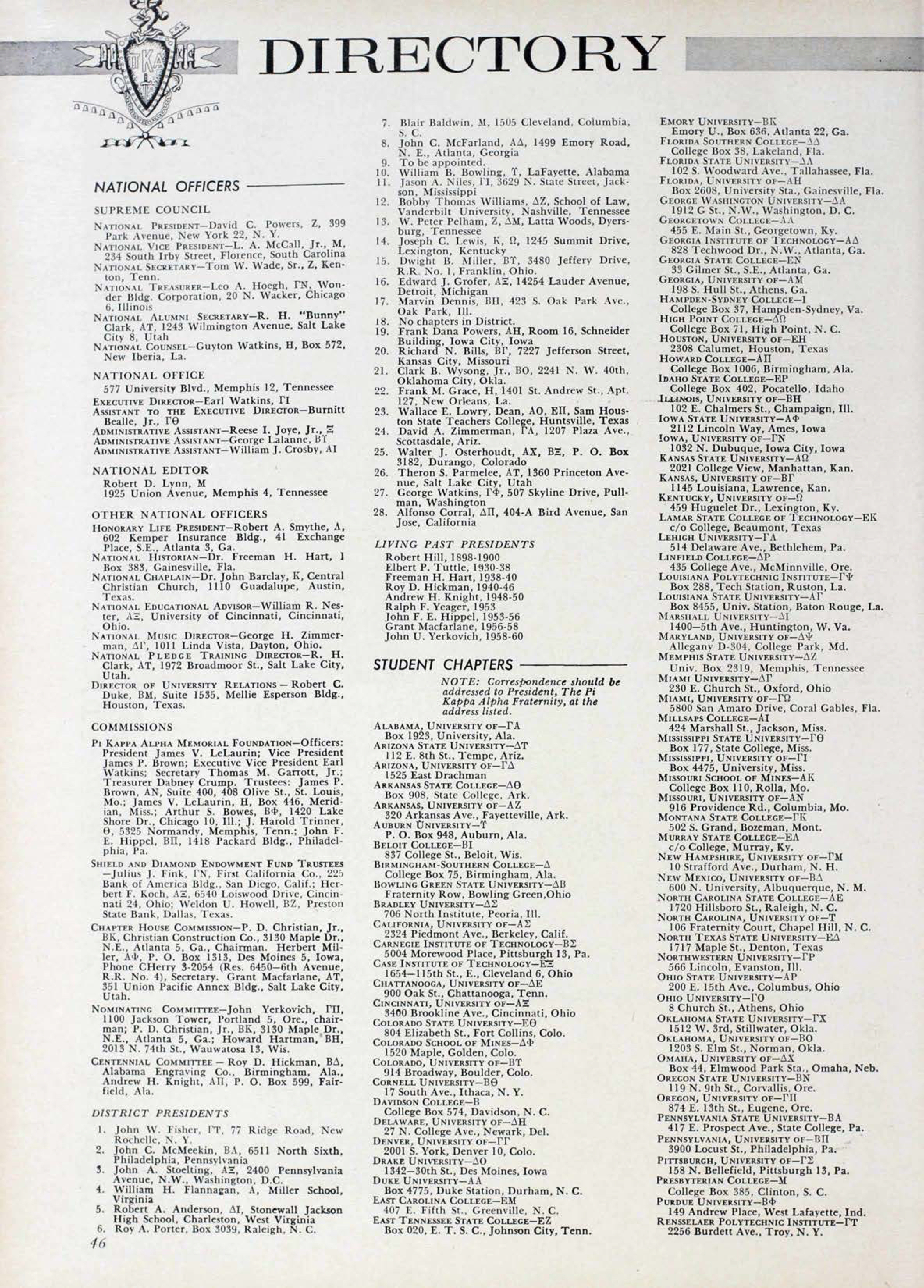 Directory, June 1962